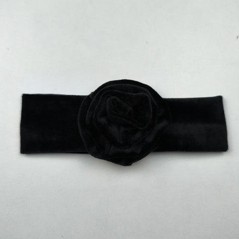 Κορδέλα βρεφική βελουτέ λουλούδι μαύρη