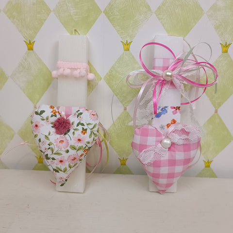 Χειροποίητη λαμπάδα με καρδιές