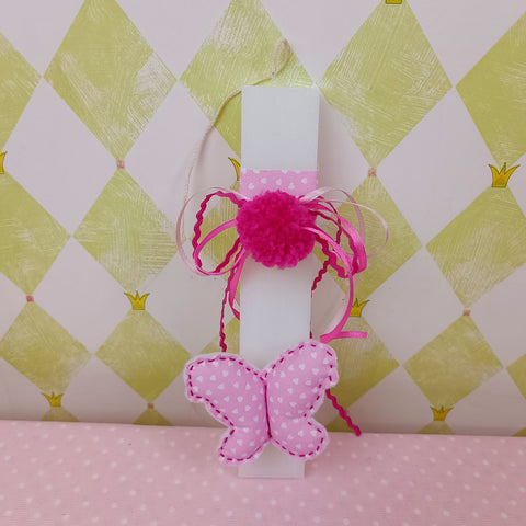 Χειροποίητη λαμπάδα με πεταλούδα λαστιχάκι