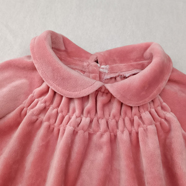 Βρεφικό βελουτέ φόρεμα παστέλ ροζ