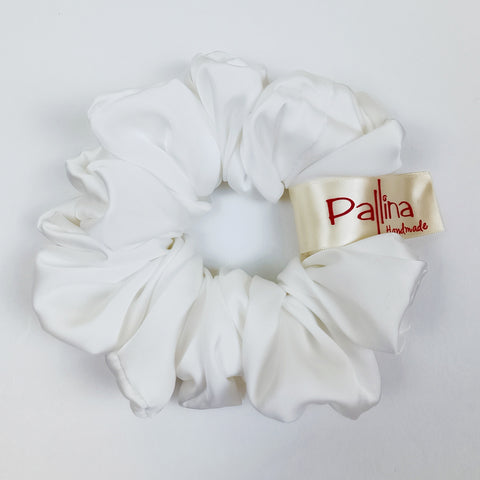 Satin scrunchie λευκό