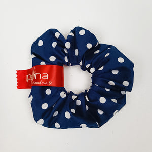 Scrunchie πουά μπλε