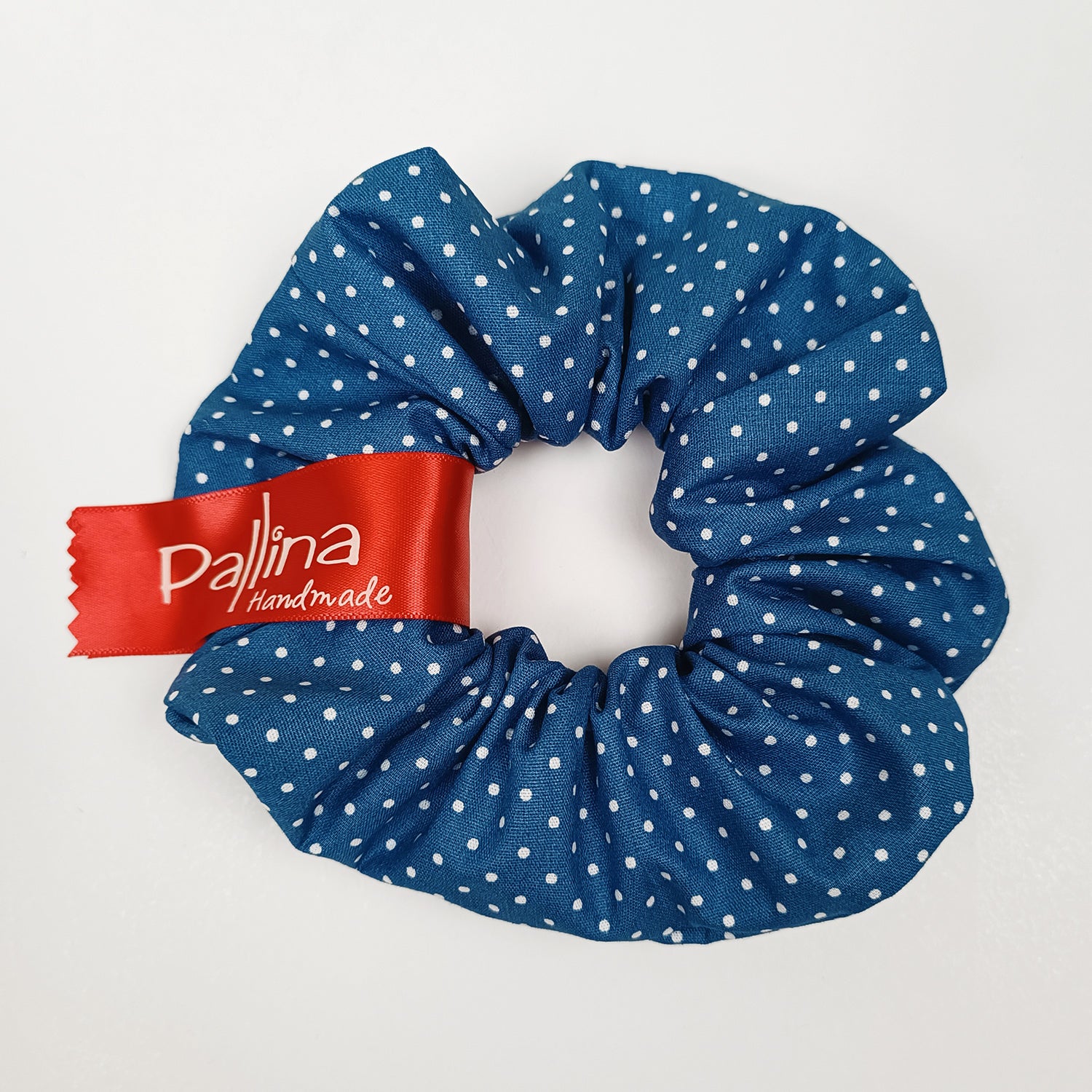 Scrunchie πουά λεπτό indigo